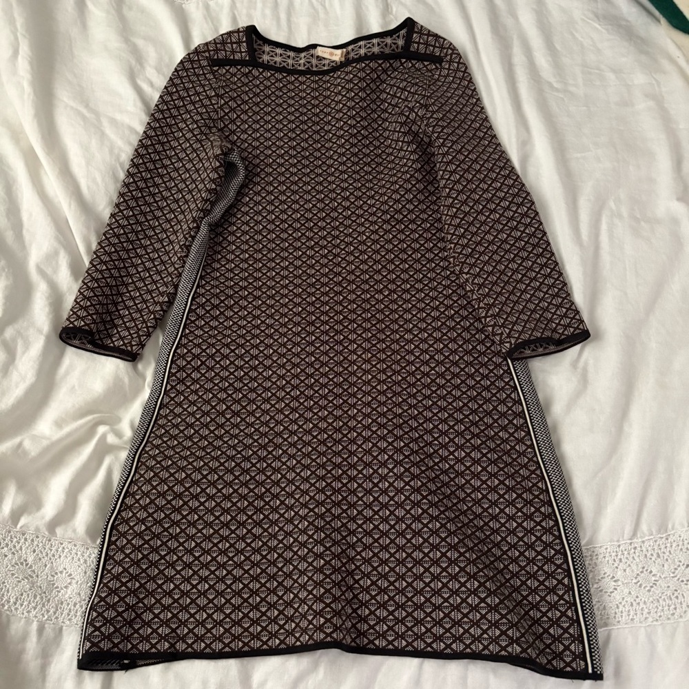 Tory Burch XS Geo Jacquard Knit Dress Sweater long sleeve